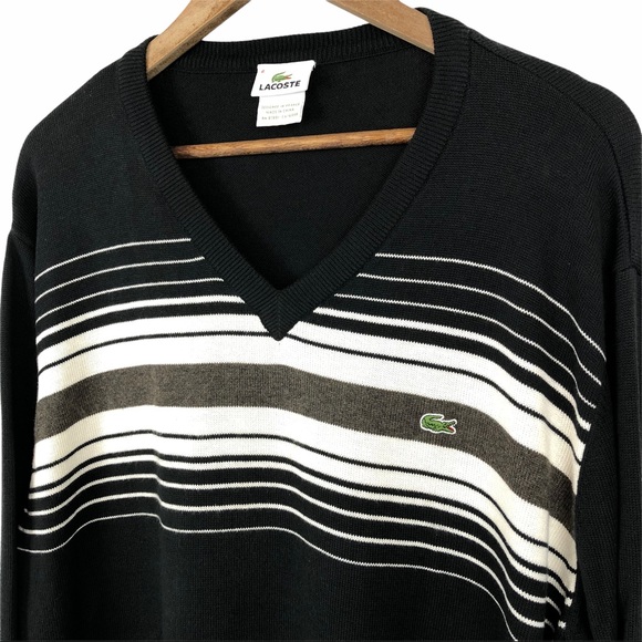 lacoste black v neck sweater